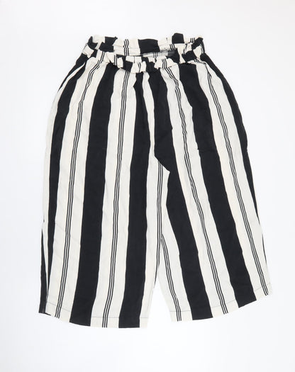 F&F Womens Black Striped Viscose Trousers  Size 14 L20 in Regular