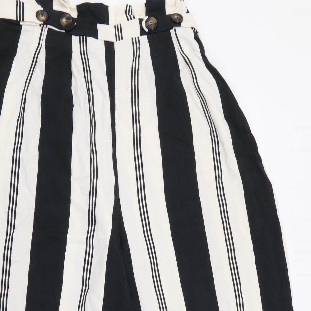 F&F Womens Black Striped Viscose Trousers  Size 14 L20 in Regular