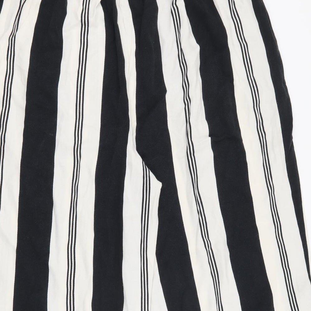 F&F Womens Black Striped Viscose Trousers  Size 14 L20 in Regular