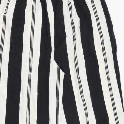 F&F Womens Black Striped Viscose Trousers  Size 14 L20 in Regular