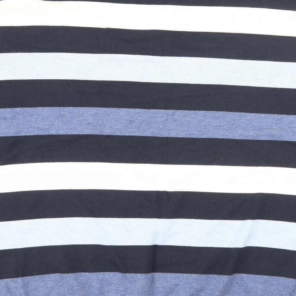 New Look Mens Blue Crew Neck Striped Cotton Pullover Jumper Size L