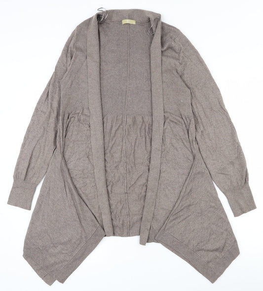 TU Womens Brown V-Neck  Cotton Cardigan Jumper Size 12
