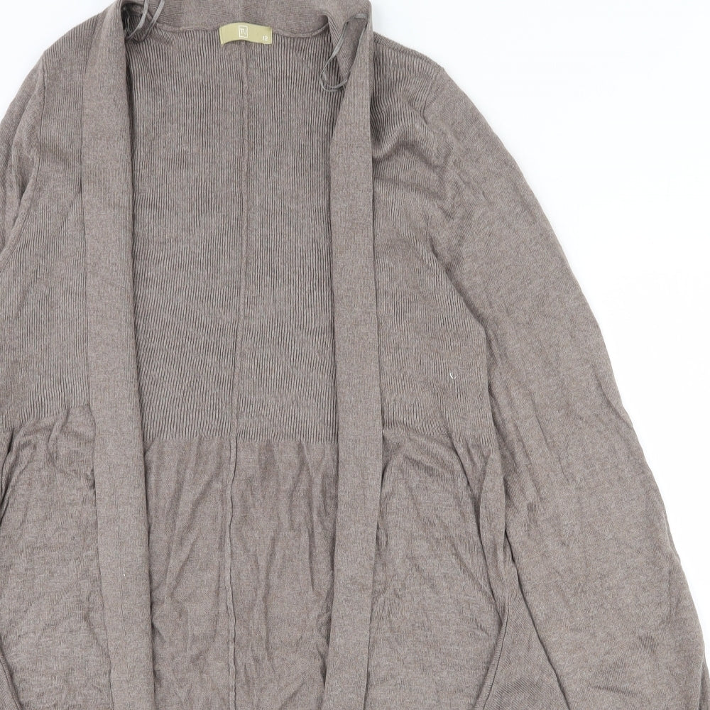 TU Womens Brown V-Neck  Cotton Cardigan Jumper Size 12