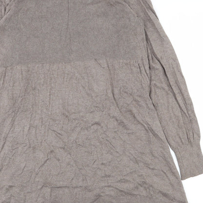 TU Womens Brown V-Neck  Cotton Cardigan Jumper Size 12