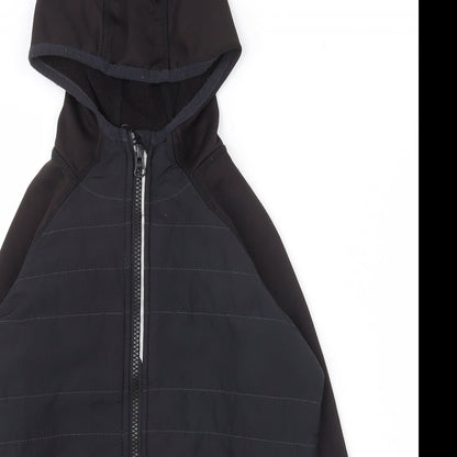 Close-up detail of Crane boys’ black jacket coat, size 9-10, years zip