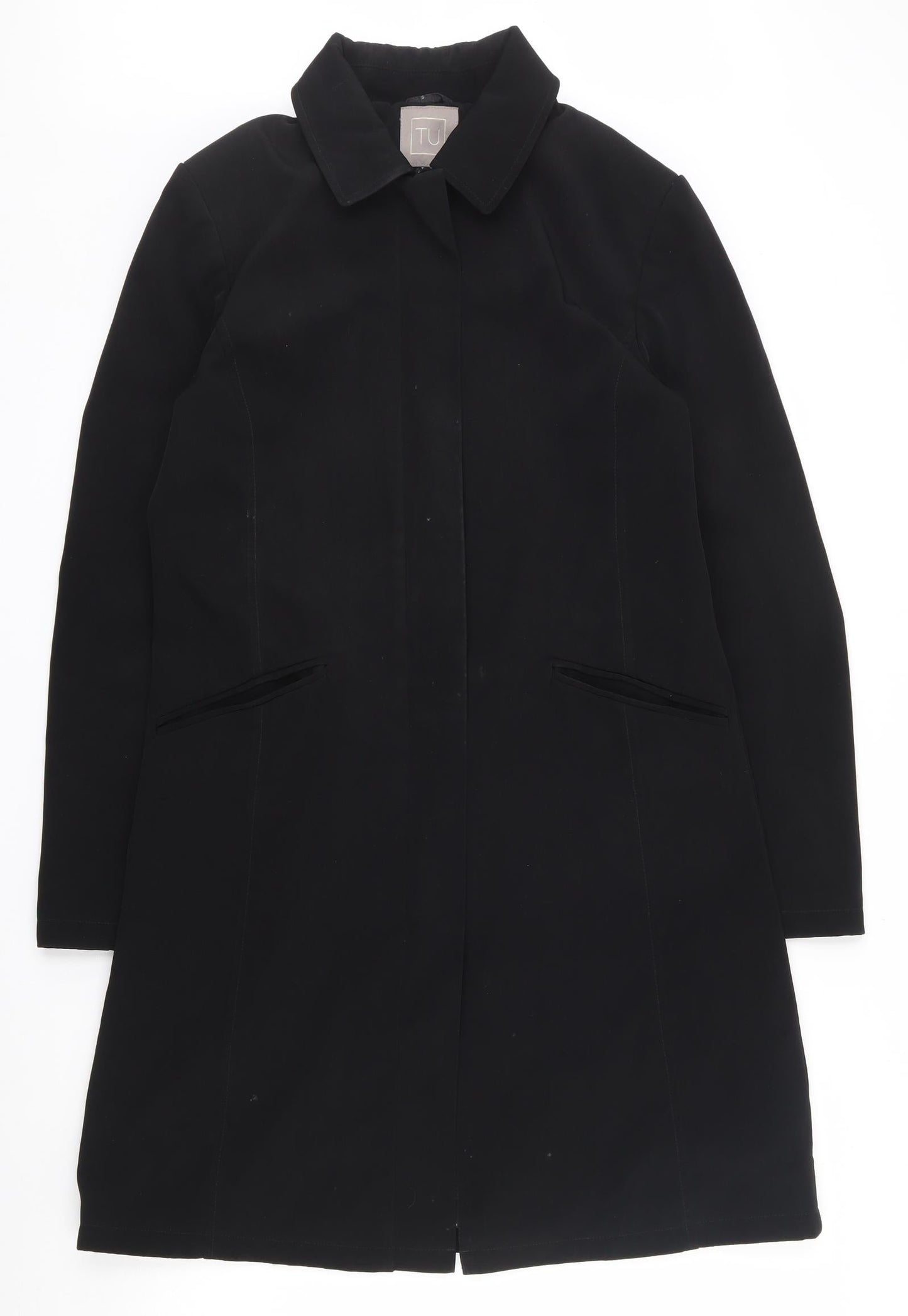 TU Womens Black   Overcoat Coat Size M  Zip