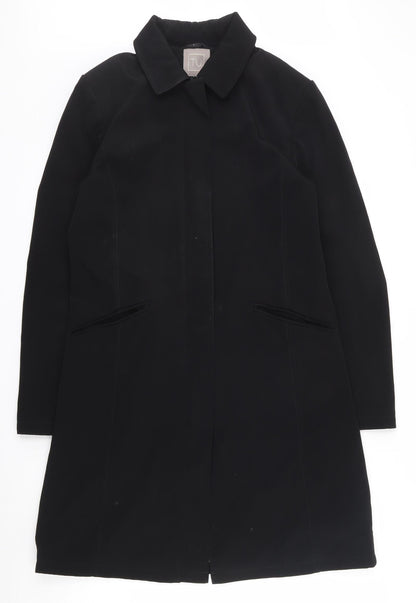 TU Womens Black   Overcoat Coat Size M  Zip