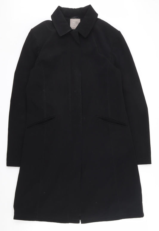 TU Womens Black   Overcoat Coat Size M  Zip