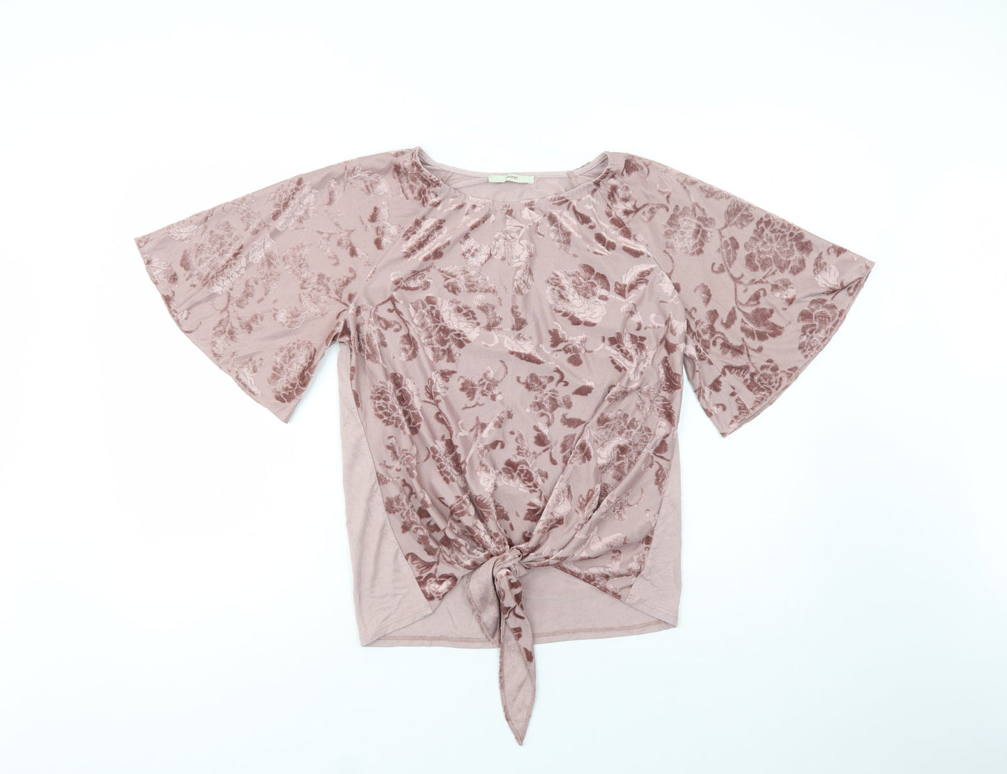 George Womens Pink Floral Polyester Basic Blouse Size 12 Crew Neck