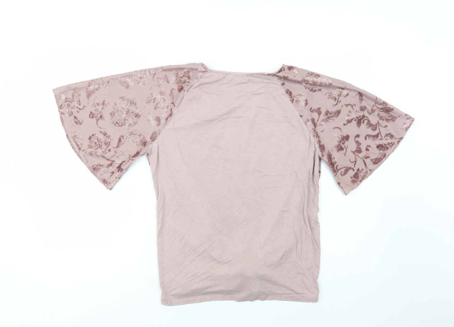 George Womens Pink Floral Polyester Basic Blouse Size 12 Crew Neck