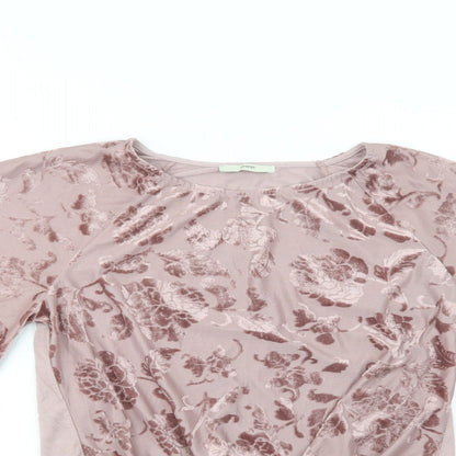 George Womens Pink Floral Polyester Basic Blouse Size 12 Crew Neck