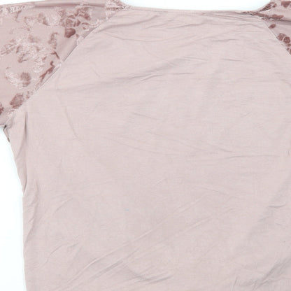 George Womens Pink Floral Polyester Basic Blouse Size 12 Crew Neck