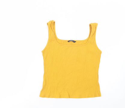 SheIn Womens Yellow  Cotton Basic Tank Size L Square Neck