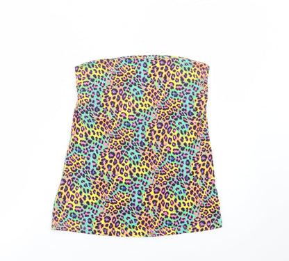 Papaya Womens Multicoloured Animal Print Cotton Basic Tank Size 12 Off the Shoulder