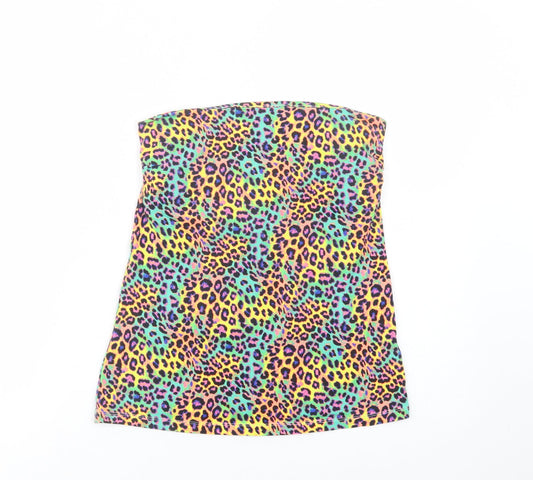 Papaya Womens Multicoloured Animal Print Cotton Basic Tank Size 12 Off the Shoulder