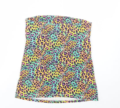 Papaya Womens Multicoloured Animal Print Cotton Basic Tank Size 12 Off the Shoulder