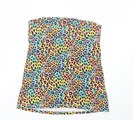 Papaya Womens Multicoloured Animal Print Cotton Basic Tank Size 12 Off the Shoulder