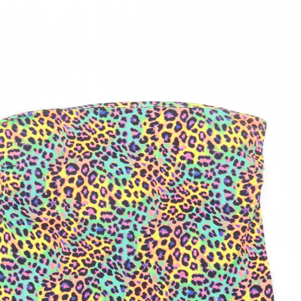 Papaya Womens Multicoloured Animal Print Cotton Basic Tank Size 12 Off the Shoulder