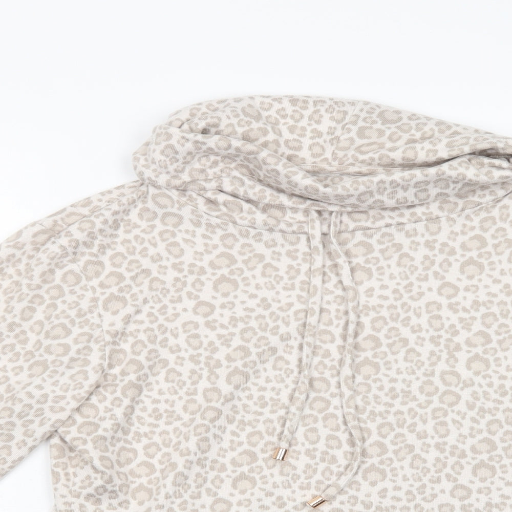 F&F Womens Beige Animal Print Polyester Top Lounge Set Size S