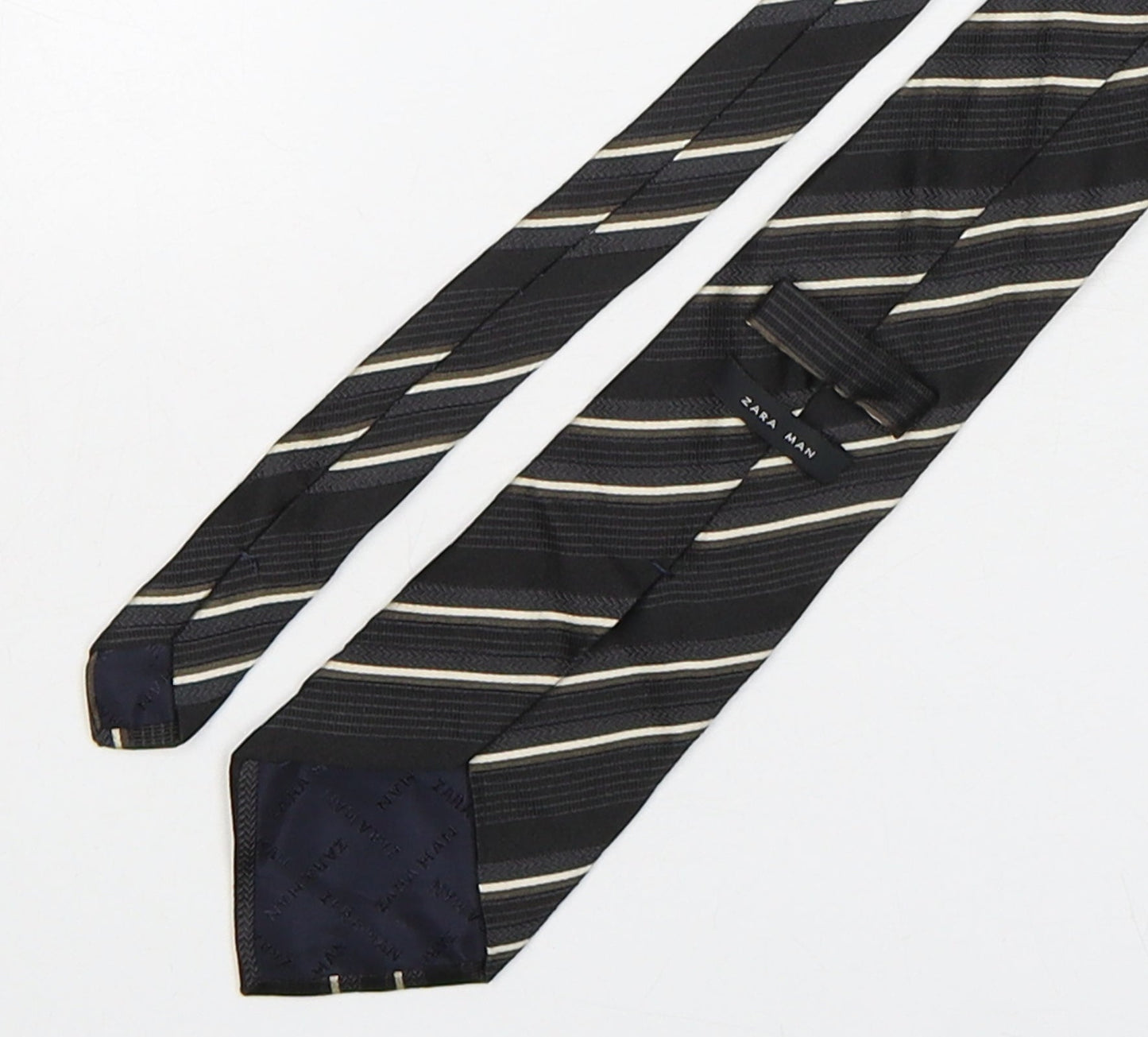 Zara Mens Multicoloured Striped Silk Pointed Tie One Size