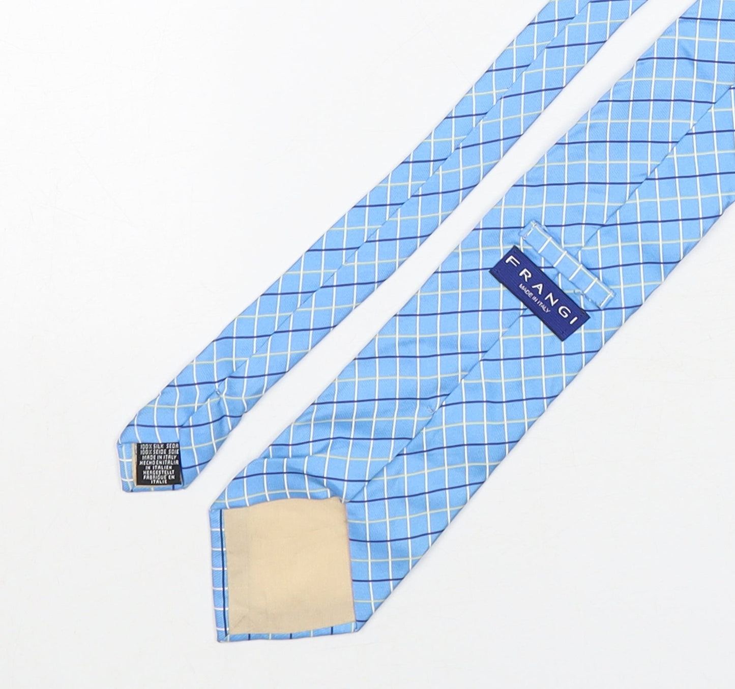 Mens Frangi Blue Plaids & Checks  Pointed Tie