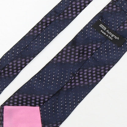 Autograph Mens Multicoloured Geometric Silk Pointed Tie One Size