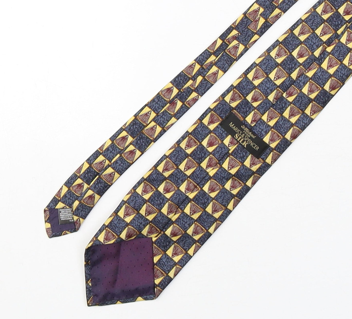 Marks and Spencer Mens Multicoloured Geometric Silk Pointed Tie One Size