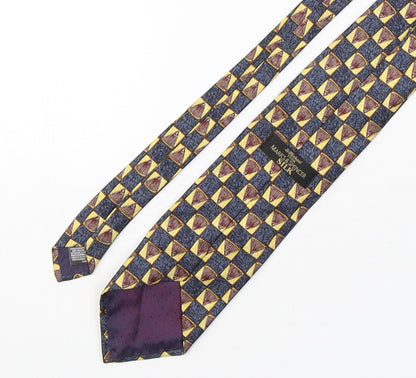 Marks and Spencer Mens Multicoloured Geometric Silk Pointed Tie One Size