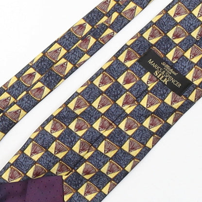 Marks and Spencer Mens Multicoloured Geometric Silk Pointed Tie One Size