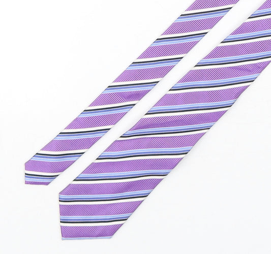 Michelson Mens Multicoloured Striped Silk Pointed Tie One Size