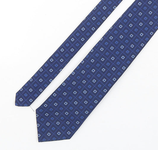 Marks and Spencer Mens Blue Geometric Polyester Pointed Tie One Size