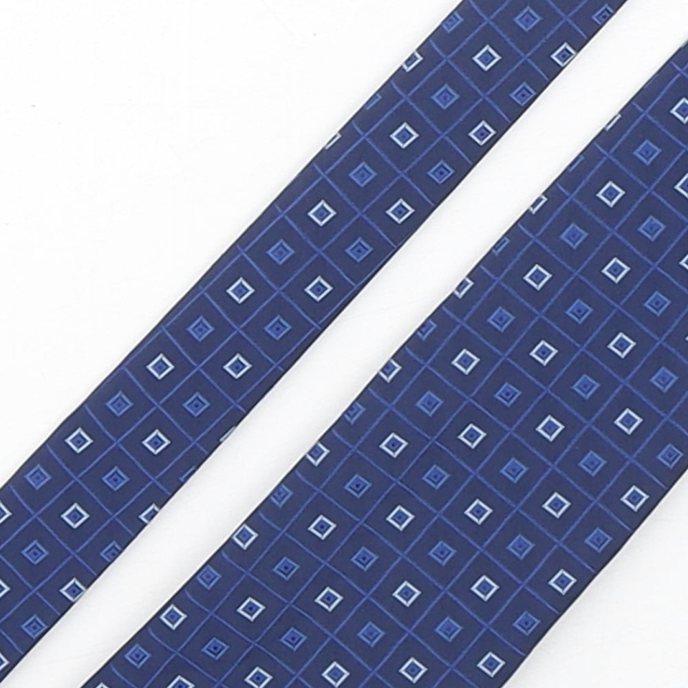 Marks and Spencer Mens Blue Geometric Polyester Pointed Tie One Size