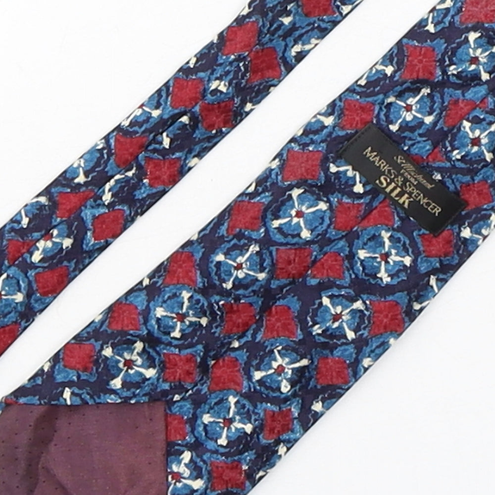 Marks and Spencer Mens Multicoloured Geometric Silk Pointed Tie One Size