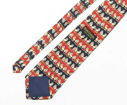 Rene Chagal Mens Multicoloured Geometric Silk Pointed Tie One Size - Bird Print