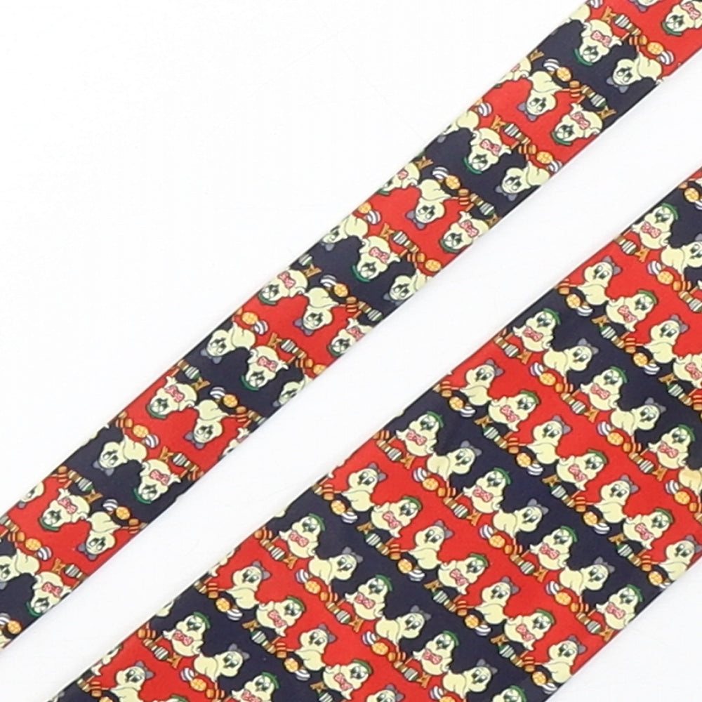 Rene Chagal Mens Multicoloured Geometric Silk Pointed Tie One Size - Bird Print