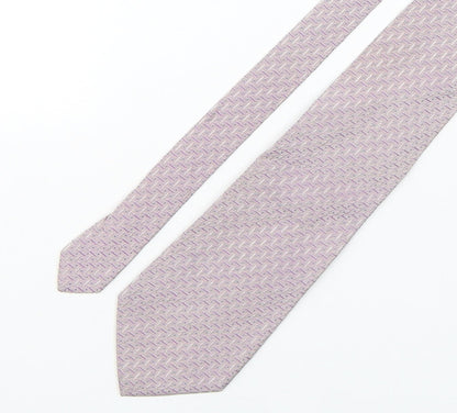 Profuomo  Mens Purple Geometric Silk Pointed Tie One Size