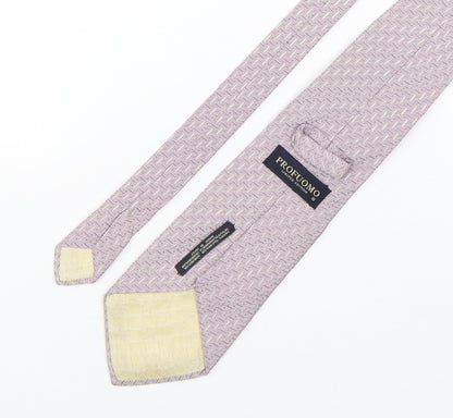 Profuomo  Mens Purple Geometric Silk Pointed Tie One Size