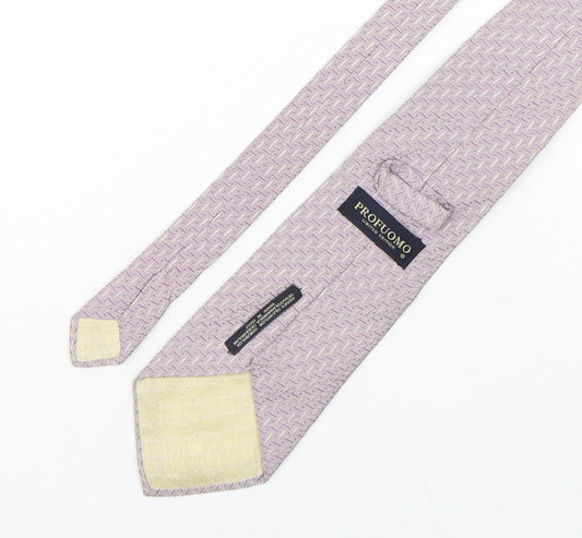 Profuomo  Mens Purple Geometric Silk Pointed Tie One Size