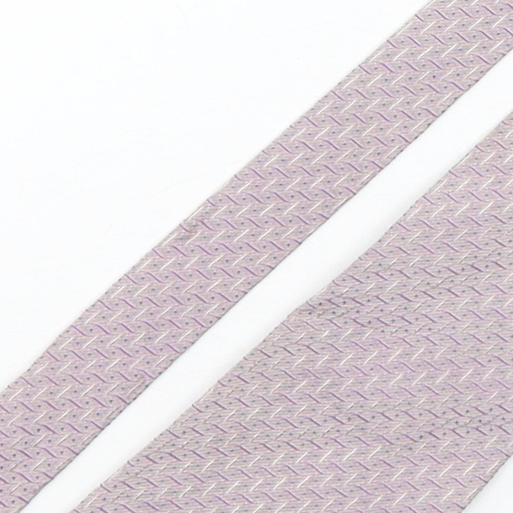 Profuomo  Mens Purple Geometric Silk Pointed Tie One Size