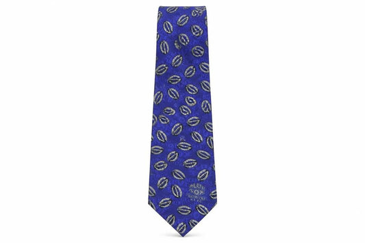 Front view of Corporate Couture men’s blue geometric polyester pointed tie one size - halifax r.l.f.c