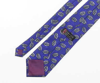 Corporate Couture Mens Blue Geometric Polyester Pointed Tie One Size - Halifax R.L.F.C