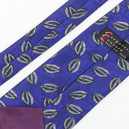 Corporate Couture Mens Blue Geometric Polyester Pointed Tie One Size - Halifax R.L.F.C