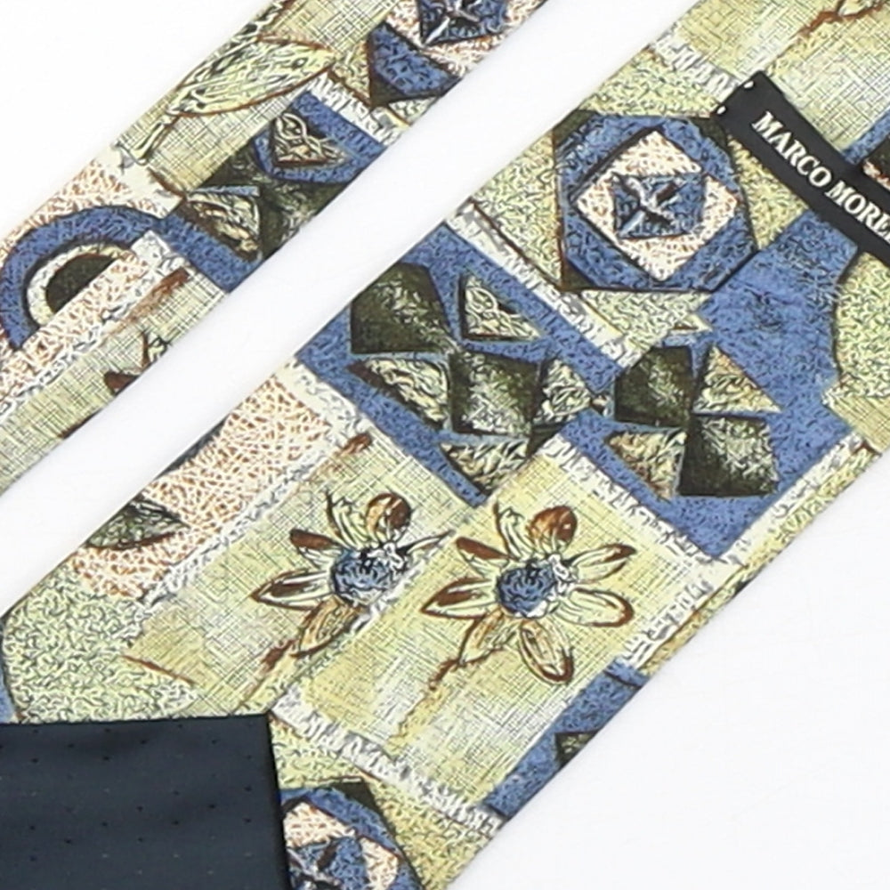 Brand and care label for Marco Morelli men’s multicoloured floral polyester pointed tie one size