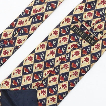 Marks and Spencer Mens Multicoloured Plaids & Checks Silk Pointed Tie One Size