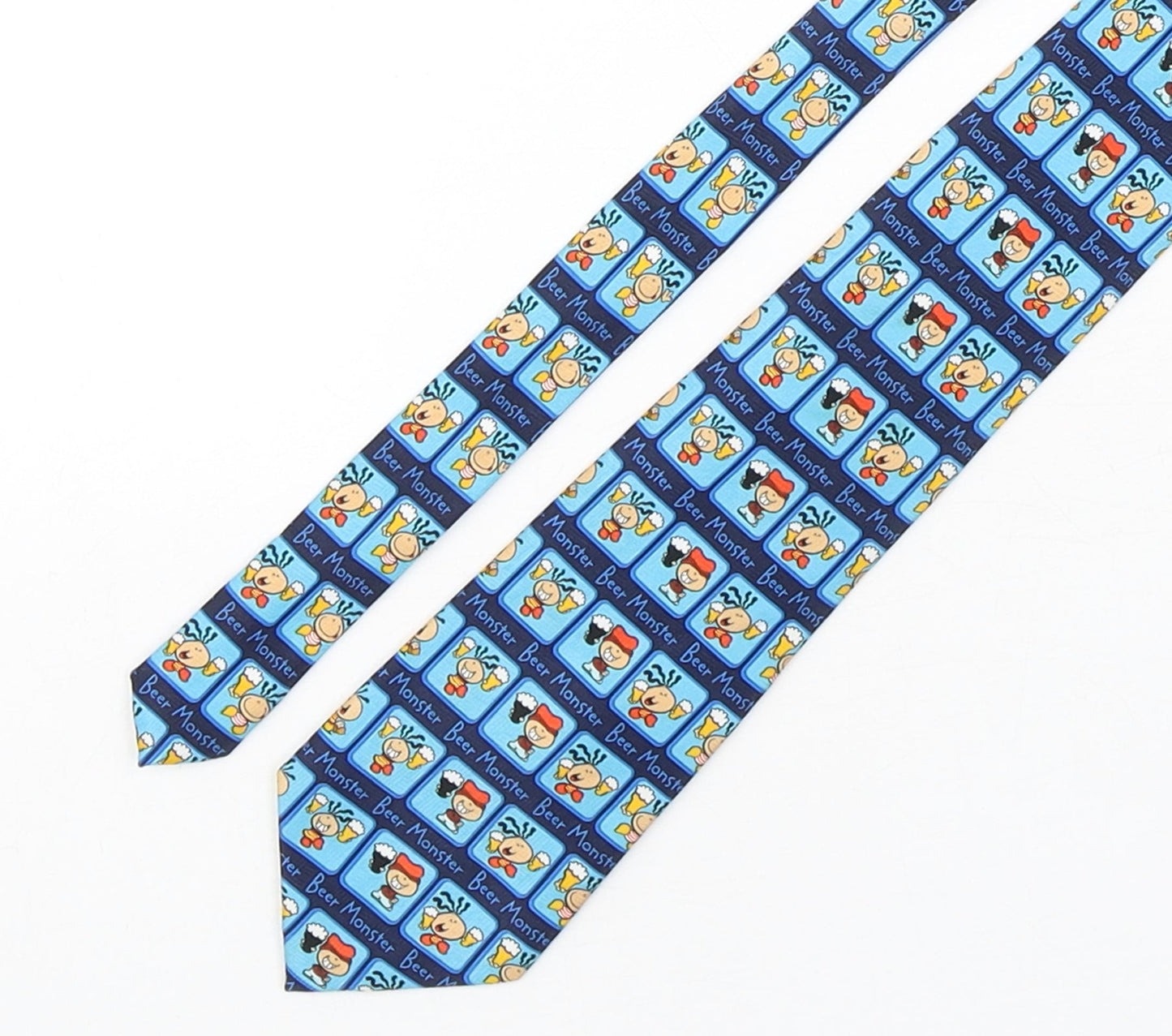 Mens BubbleGum Blue Geometric  Pointed Tie