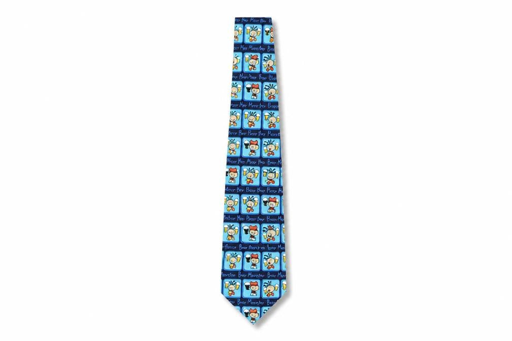 Mens BubbleGum Blue Geometric  Pointed Tie