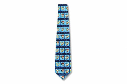 Mens BubbleGum Blue Geometric  Pointed Tie