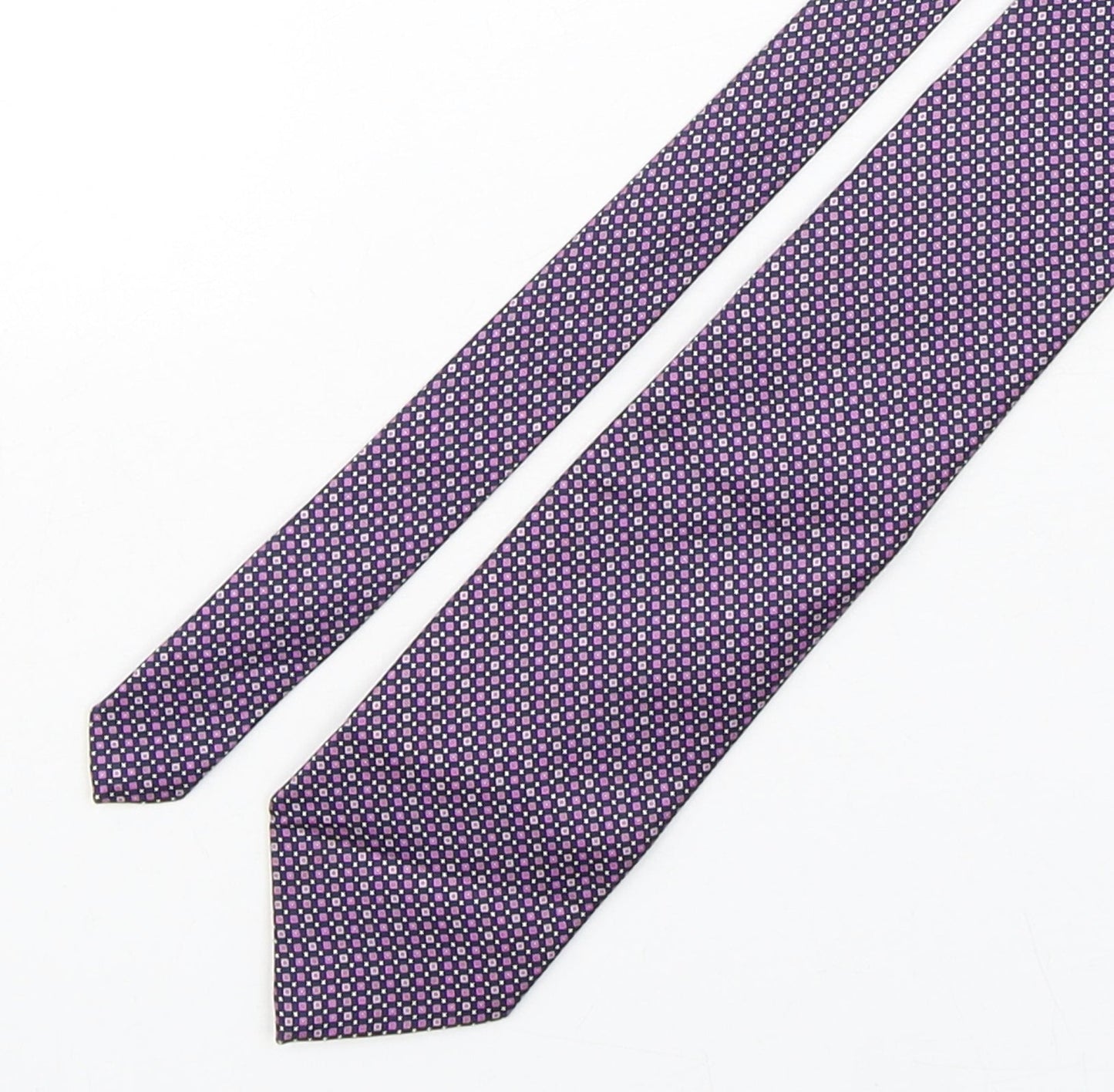 Marks and Spencer Mens Purple Geometric Silk Pointed Tie One Size