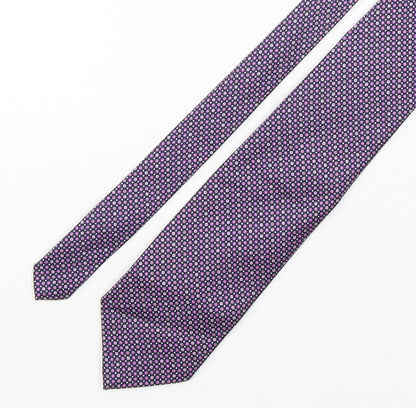 Marks and Spencer Mens Purple Geometric Silk Pointed Tie One Size