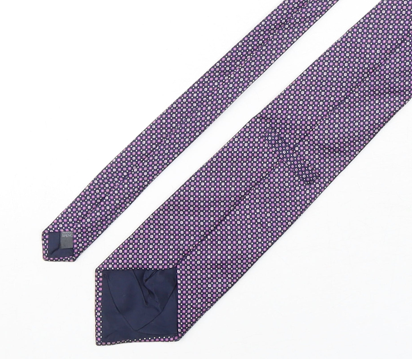 Marks and Spencer Mens Purple Geometric Silk Pointed Tie One Size